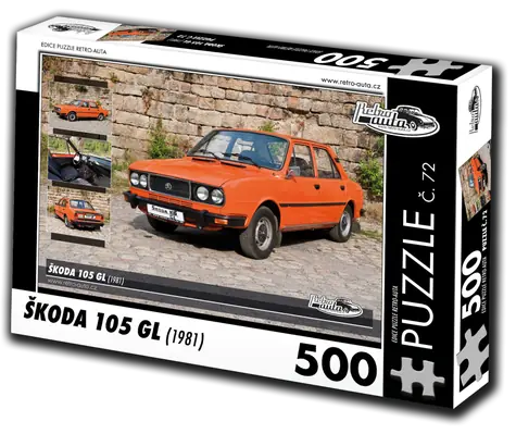 RETRO-AUTA Puzzle č. 72 Škoda 105 GL (1981) / 500 dílků / 48 × 36 cm