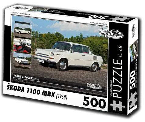 RETRO-AUTA Puzzle č. 68 Škoda 1100 MBX (1968) / 500 dílků / 48 × 36 cm