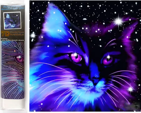 NORIMPEX Diamantové malování 7D Hvězdné kotě / 30x30 cm