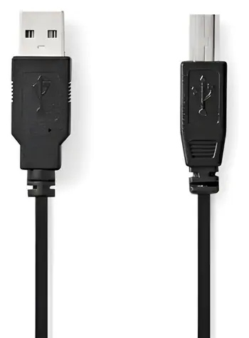 Nedis USB 2.0 kabel USB-A - USB-B černá 0,5 m / Kabel USB / 480 Mbps / 10 W / Poniklovaný