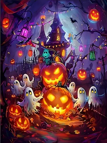 NORIMPEX Diamantové malování Halloween / 30x40 cm