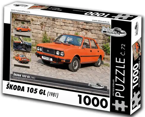 RETRO-AUTA Puzzle č. 72 Škoda 105 GL (1981) / 1000 dílků / 66 × 47 cm