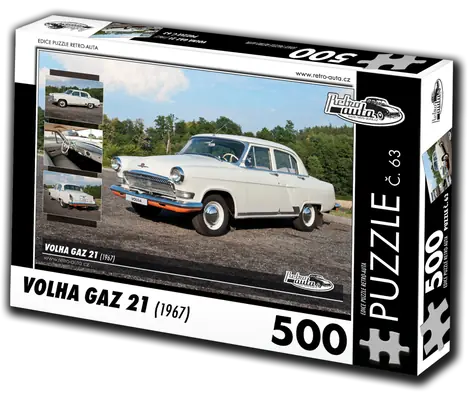 RETRO-AUTA Puzzle č. 63 Volha GAZ 21 (1967) / 500 dílků / 48 × 36 cm