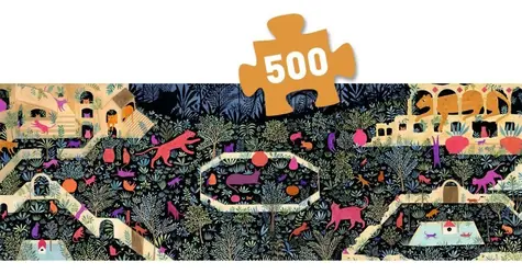DJECO Panoramatické puzzle Království koček / 500 dílků / 97 x 33 cm