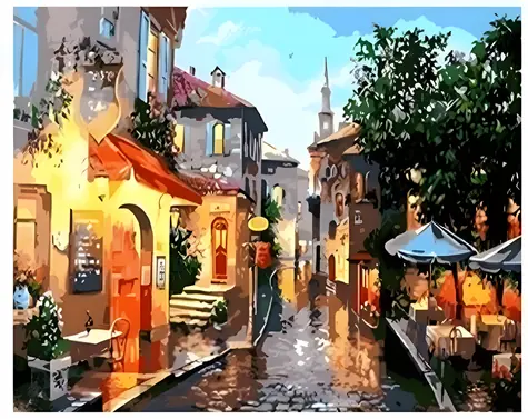 NORIMPEX Diamantové malování Barevná ulice / 30x40 cm