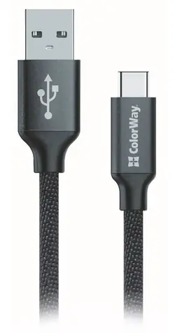 Colorway černá / Datový kabel / USB-A - USB-C / 2,1 A / 1 m