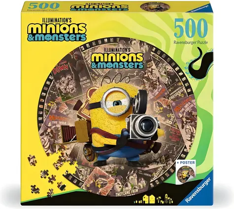 RAVENSBURGER Kulaté puzzle Mimoni a monstra / 500 dílků / od 12 let