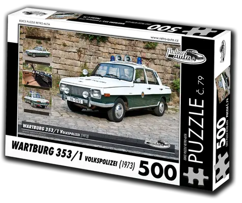 RETRO-AUTA Puzzle č. 79 Wartburg 353,1 Volkspolizei (1973) / 500 dílků / 48 × 36 cm
