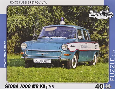 RETRO-AUTA Puzzle Škoda 1000 MB VB (1967) / 40 dílků / č.33 / 32 x 24 cm