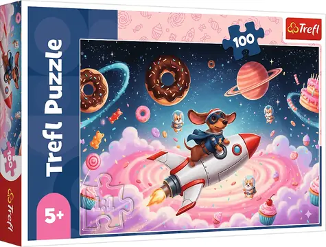 TREFL Puzzle Jezevčík na raketě / 100 dílků / 41 x 27,5 cm