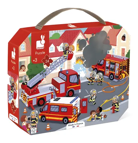 JANOD Puzzle v kufříku Požárníci / 24 dílků / 50 x 40 cm