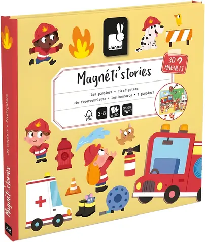 JANOD Magnetické příběhy Hasiči / Magnetická knížka / 30 magnetek