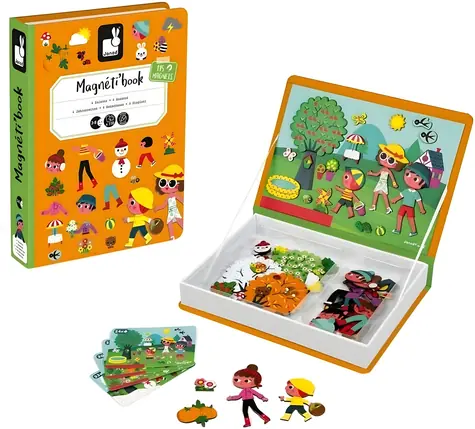 JANOD Magnetibook Roční období / Magnetická kniha / 115 dílků / od 3 let