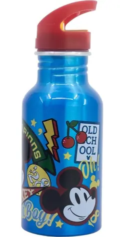 STOR Láhev na pití hliníková Mickey Mouse 545 ml / Šroubovací uzávěr / Protikapací brčko / Bez BPA