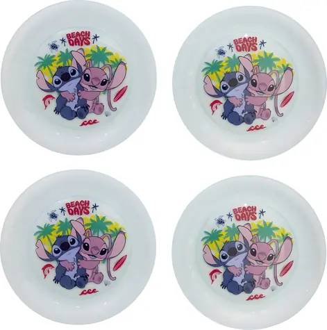 STOR Sada dětských talířků Stitch / 4 ks / Odolný plast / Do myčky i mikrovlnky