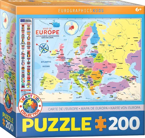 EUROGRAPHICS Puzzle Mapa Evropy / 200 dílků / od 6 let / 48,3 x 33 cm