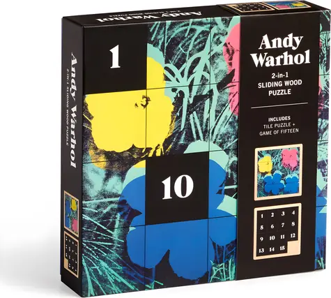 GALISON Posuvné dřevěné puzzle Andy Warhol: Květiny / 2v1 / 16 dílků