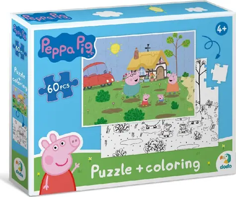 DODO Oboustranné puzzle Prasátko Peppa: Na chalupě / 60 dílků / 32 x 23 cm