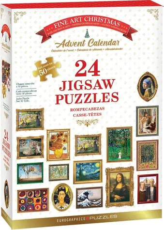 EUROGRAPHICS Puzzle Adventní kalendář: Fine Art Vánoce / 24x50 dílků / od 6 let
