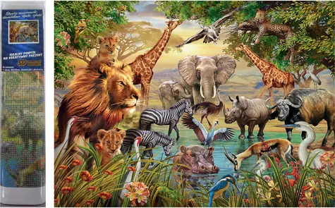 NORIMPEX Diamantové malování Safari u řeky / 30x40 cm