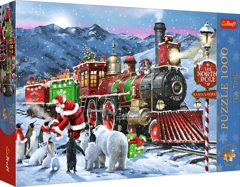 TREFL Puzzle Premium Plus Tea Time: Vánoční vlak / 1000 dílků / 68,3 × 48 cm