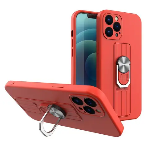 Hurtel Ring Case červená / Kryt / Samsung Galaxy S21 FE / silikon, prsten a stojánek