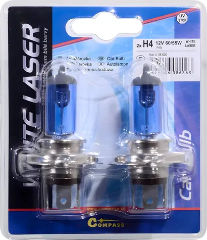 Compass H4 WHITE LASER (08626) / Autožárovka / 12V / 60/55W / P43t / 2ks
