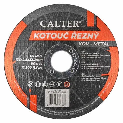 RULYT CALTER / Řezný kotouč / Průměr 125x22,2 mm / Šířka 2,5 mm