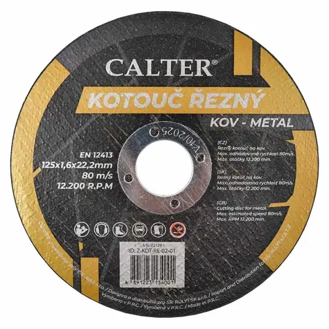 RULYT CALTER / Řezný kotouč / Průměr 125x22,2 mm / Šířka 1,6 mm
