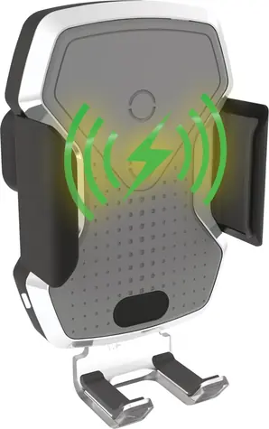 Compass LUKE-X stříbrná / Držák telefonu do auta / Bezdrátové nabíjení 10W / Do mřížky ventilace