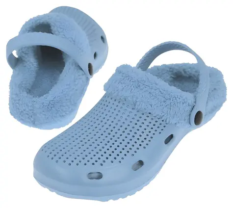 RULYT Pantofle LAGO FUR světle modrá, vel. 42 / Snímatelný kožíšek / Sandálový pásek / Unisex
