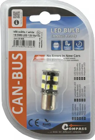 Compass LED žárovka Ba15s bílá / Autožárovka / 19x SMD LED / 12V / 5W / 414 lm / CAN-BUS ready