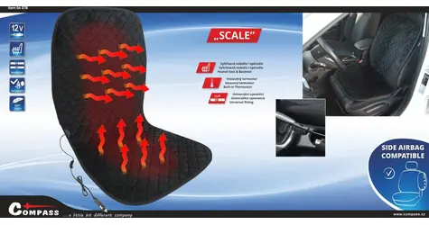 Compass SCALE / Vyhřívaný potah sedadla / s termostatem / 12 V / černá