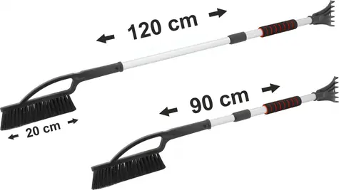 Compass SNOW MAX / Škrabka na sníh a led / S košťátkem / Teleskopická rukojeť 90-120 cm
