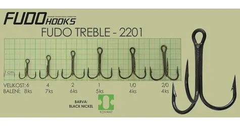 Fudo Hooks Trojháček Treble vel. 1/0 / Rybářský háček / 4 ks