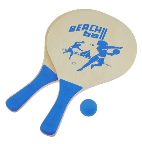 SportTeam Plážový tenis set modrý / 2× pálka / míček / MDF