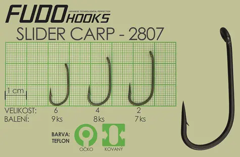 FUDO HOOKS Háček Slider Carp vel. 6 / Rybářský háček / 9 ks