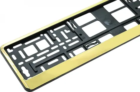 Compass GOLD STRIP černá, zlatý rámeček / Podložka pod SPZ / 520 x 110 mm