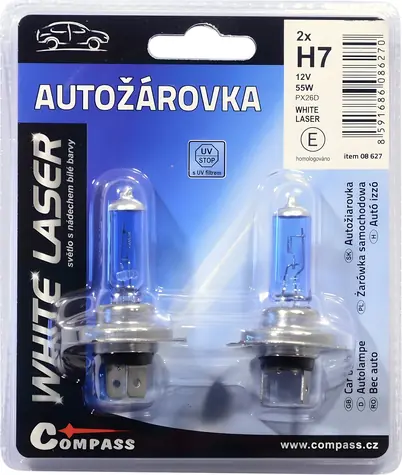 Compass H7 WHITE LASER / Autožárovka / 12V / 55W / PX26d / 2ks