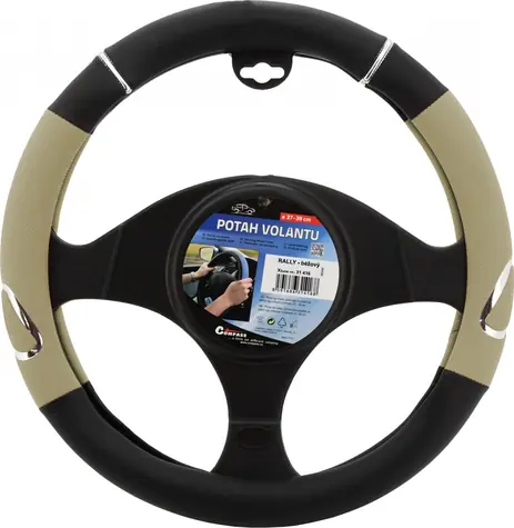 Compass Potah volantu RALLY béžová / Potah volantu / 37-39 cm / lesklé doplňky