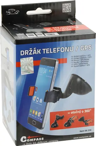 Compass Držák telefonu a GPS na přísavku SIDE / Držák / Přísavka s aretací / 360° otočný / černá