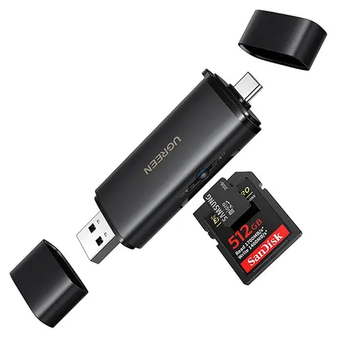 Ugreen 2v1 Čtečka paměťových karet USB-C a USB-A černá / Čtečka paměťových karet / SD 4.0 UHS-II