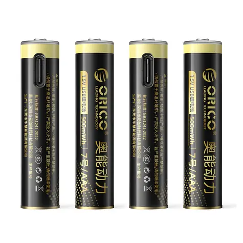 Orico Ener-G EG7C černá / Nabíjecí baterie AAA / USB-C / 1,5V / 500mWh / 4 ks