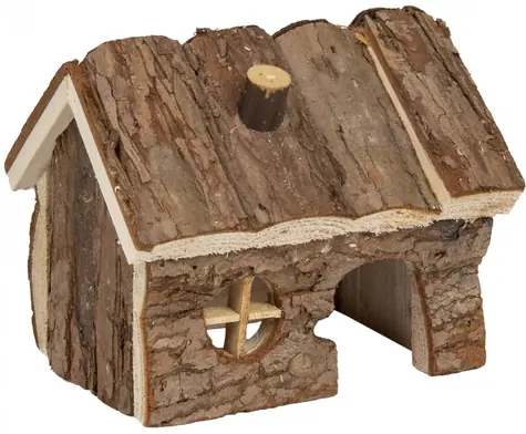 FLAMINGO GRITTY WOOD S Domeček pro hlodavce dřevěný / 14,5 × 11 × 11,5 cm / Dřevo