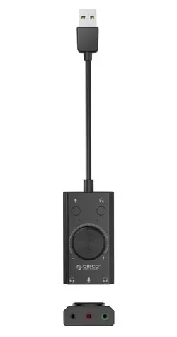 Orico SC2 černá / Externí zvuková karta / USB-A / multifunkční