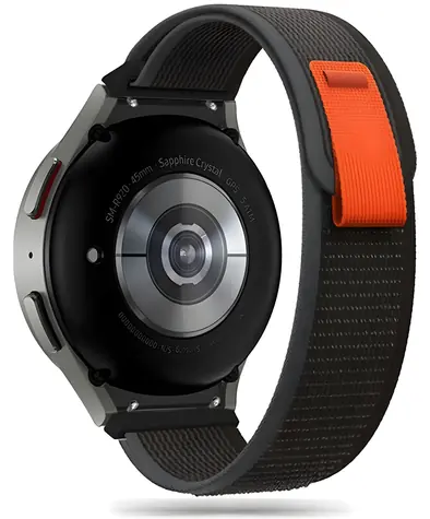 Tech-Protect Nylon Strap černá/oranžová / Řemínek pro Samsung Galaxy Watch / 4/5/5 Pro/6/7/FE / Nylon