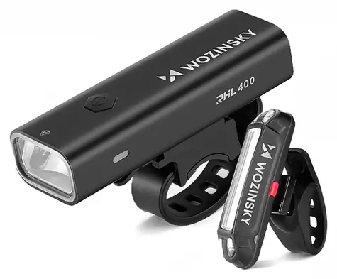 Wozinsky WSBLB2 černá / Sada světel na kolo / Přední 400 lm / Zadní / USB-C