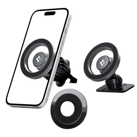Spigen MFT13 stříbrná / Držák do auta / MagSafe / Palubní deska, mřížka ventilace