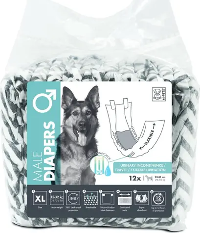 M-Pets Diapers XL / Pleny pro psy / Savé jednorázové / 12 ks