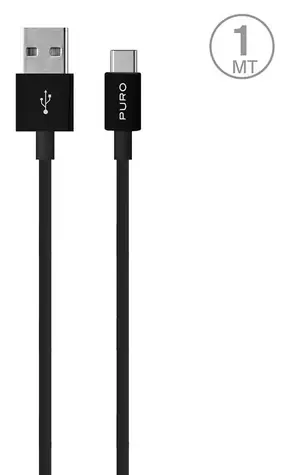 Puro White černá / Datový kabel / USB-A / USB-C / 1 m